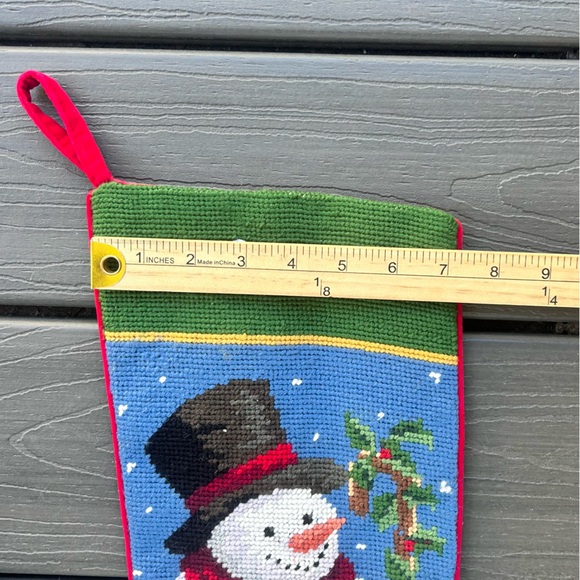 Christmas Needlepoint Wool Stocking Snowman Monogrammed Steve - Picture 10 of 10